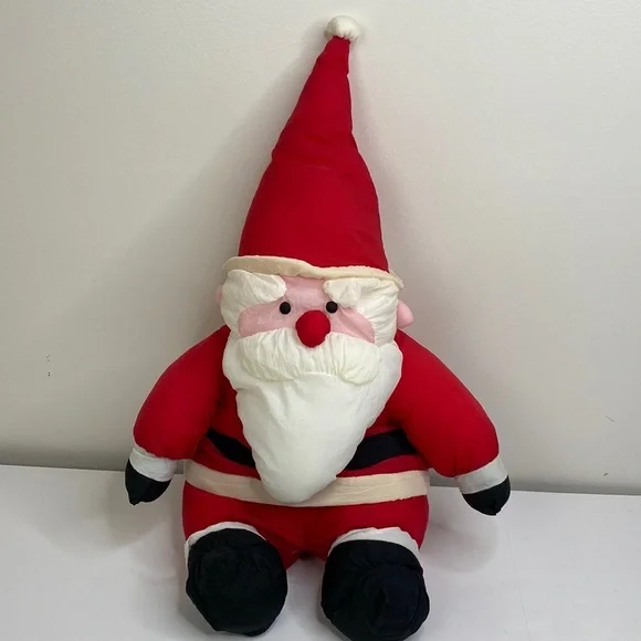 Vintage Puffy Nylon Parachute Santa Plush Stuffed 20" - Picture 1 of 8